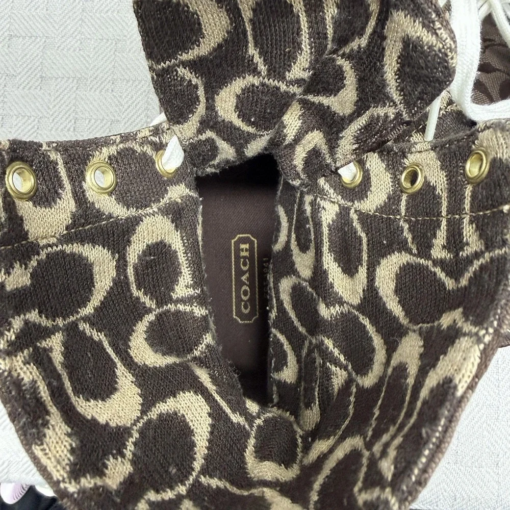 Coach Bonney Shoes Womens Size 9 Brown Canvas High Top Sneakers Coach Signature